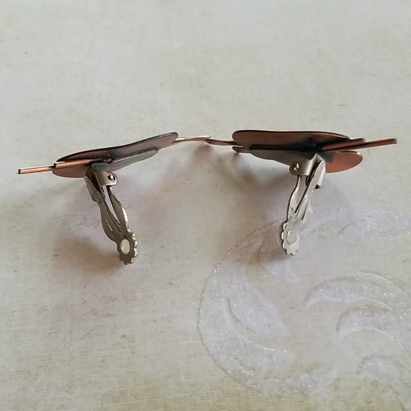 Vintage Renoir Copper Artist Pallet Clip Earrings - Picture 7 of 12